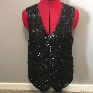 Eve's Allure Vintage Evening top Women's L formal sequins cocktail silk blouse